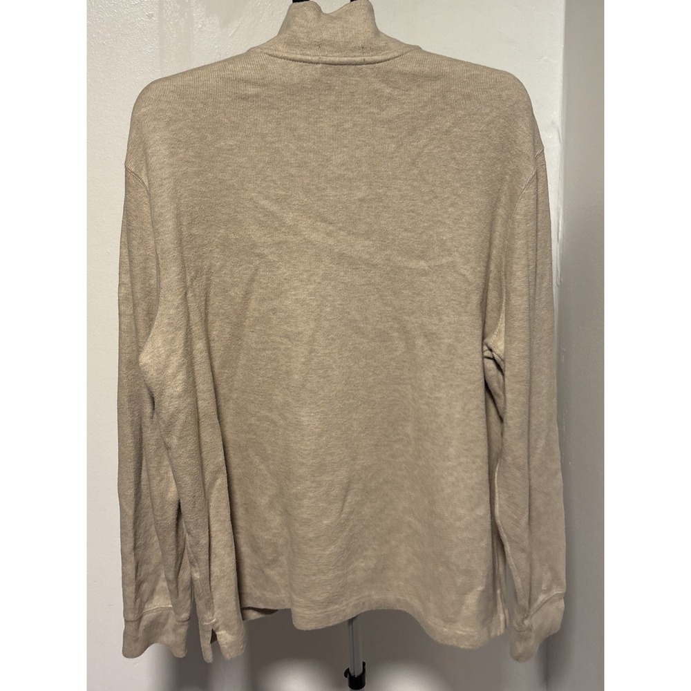 POLO Ralph Lauren Men Size XL Sweater Tan Cotton Knit 1/4 Zip Pullover Top - Picture 6 of 8
